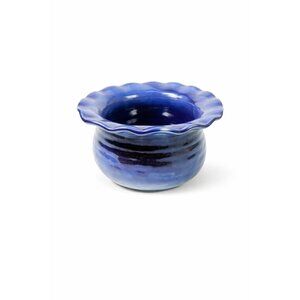Jardiniere Flower Pot Planter Centerpiece Bowl Vase Pottery Cobalt Blue -Hand Th